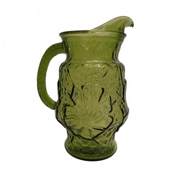 Vintage‎ Anchor Hocking Rainflower Green Pitcher - Picture 1 of 6